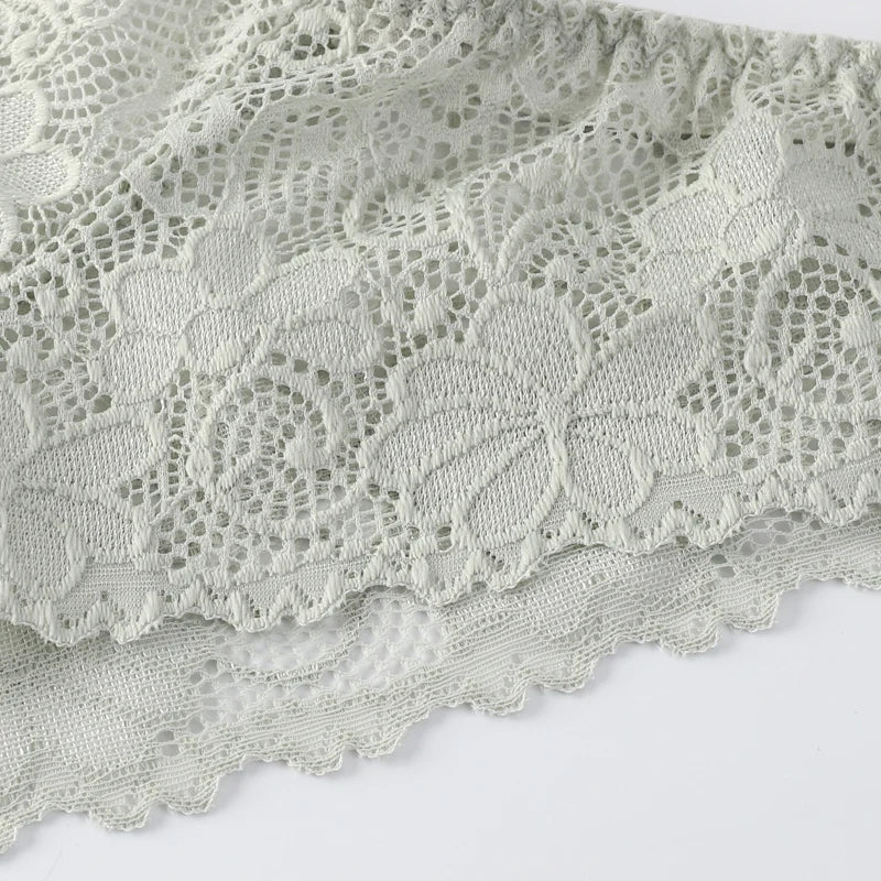 Bravellea Lace Bra & Panty Set - V-Neck Push-Up Sexy Low Waist Lingerie.