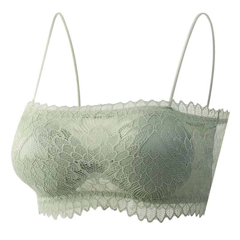 Bravellea Lace Tube Bra & Panty Set - Wireless Summer Padded Bralette.