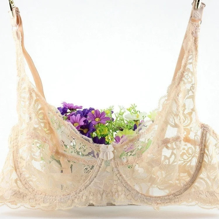 Bravellea Sexy Lace Flower Bra - Transparent Push-Up Bralette 2 Styles