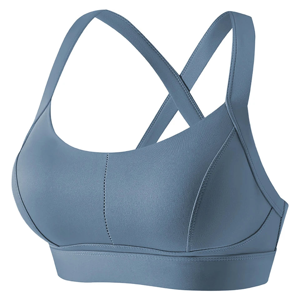 Bravellea High Impact Sports Bra - Criss Cross Back Shockproof Workout Top