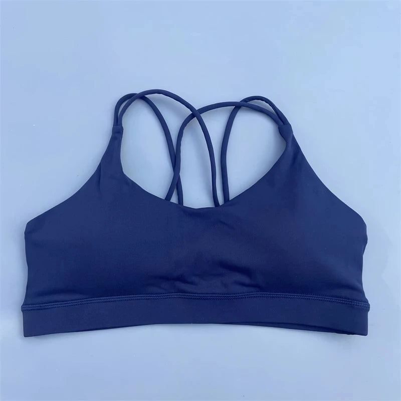 Bravellea Solid Color High Strength Sports Bra - Soft Tight Fitness Top with Chest Pad