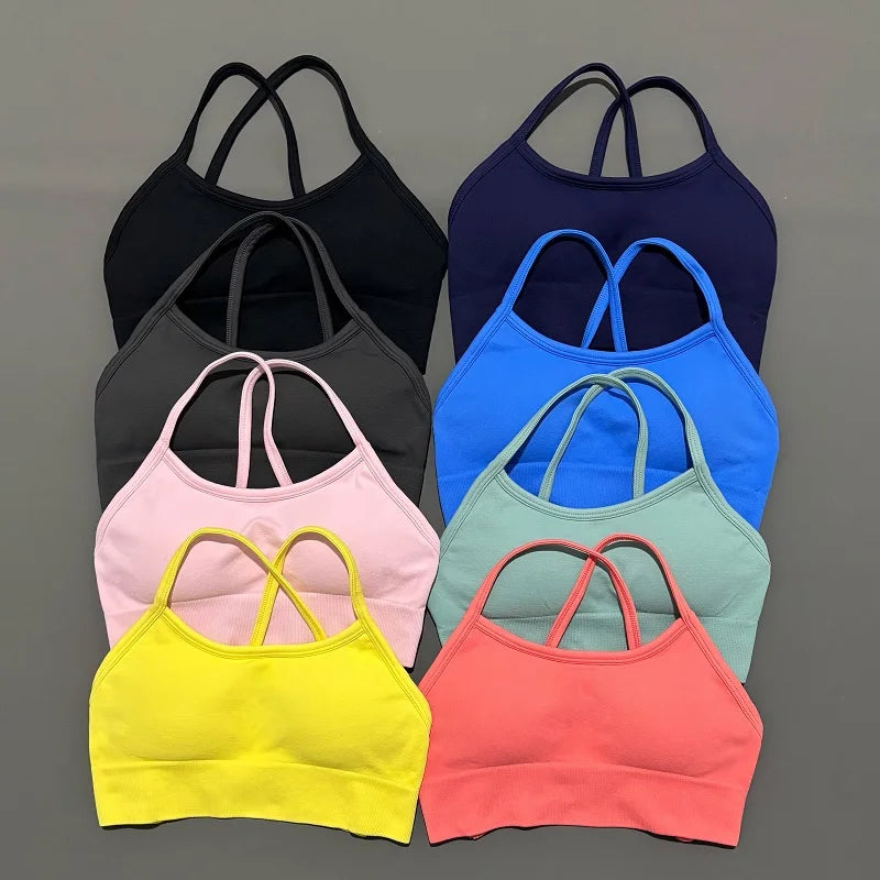 Bravellea Seamless Sports Bra - Push-Up Yoga Top with Removable Pads