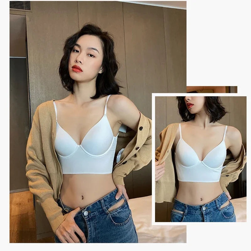 Bravellea Invisible Backless Lift-Up Bra - Deep U Plunge Seamless for Summer
