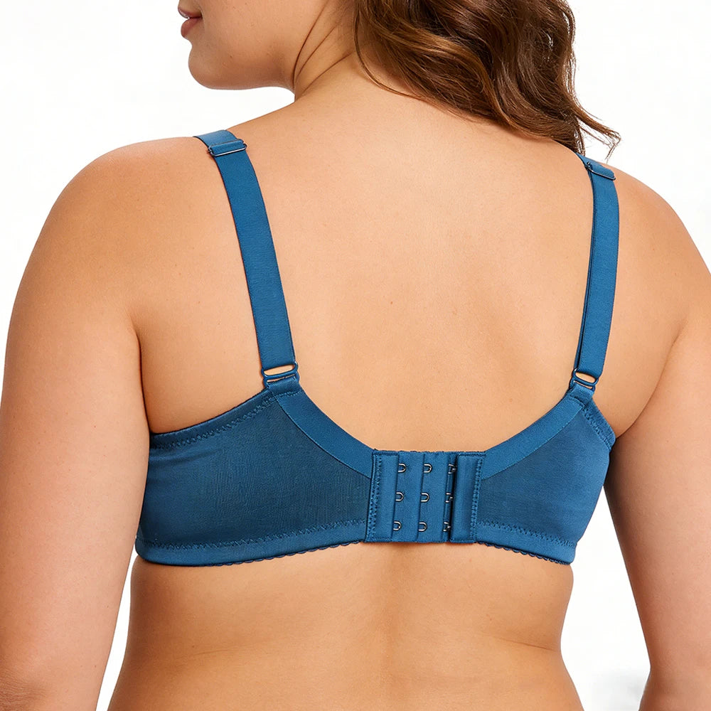 Bravellea Plus Size Floral Lace Bra - Minimizer Full Coverage Underwired
