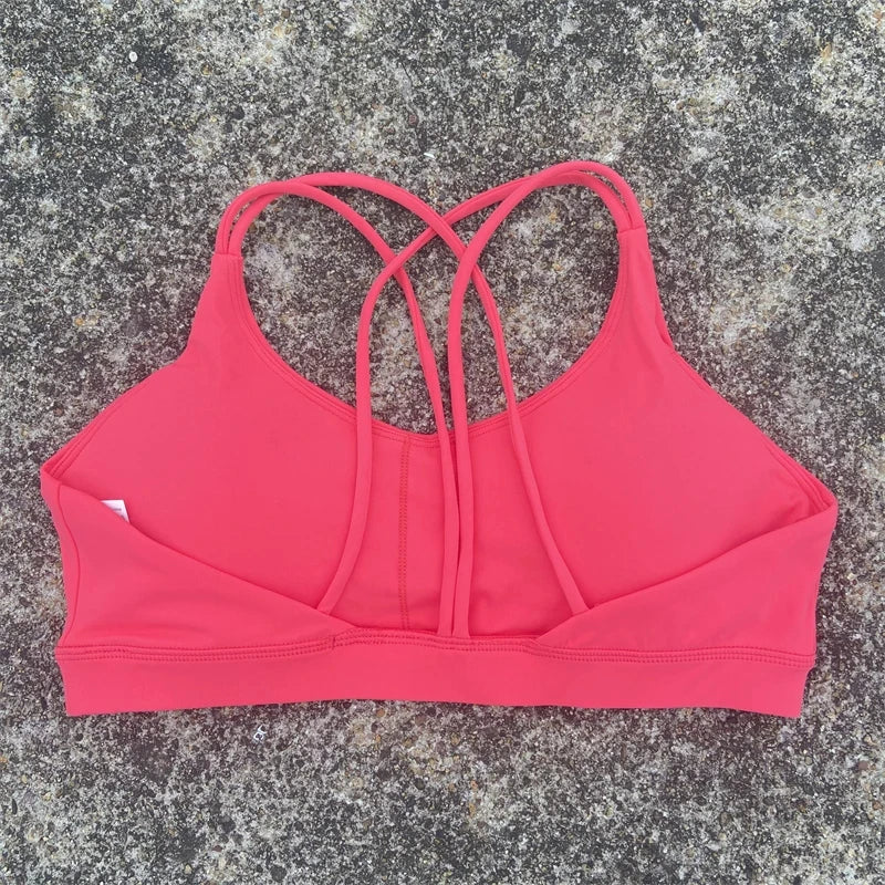 Bravellea Solid Color High Strength Sports Bra - Soft Tight Fitness Top with Chest Pad