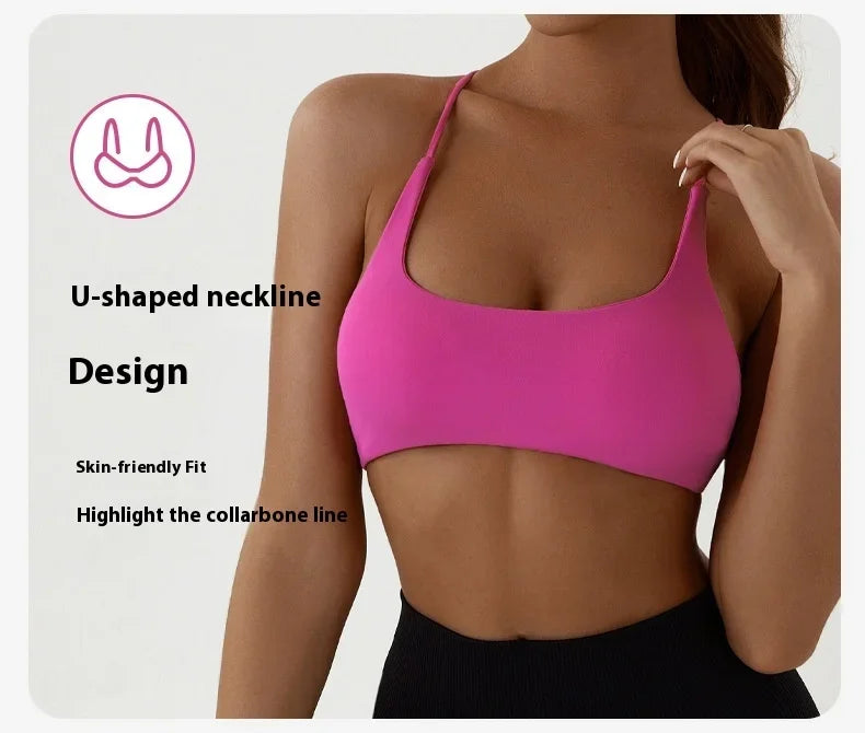 Bravellea Solid Color Yoga Bra - High Strength Tight Fit Training Top