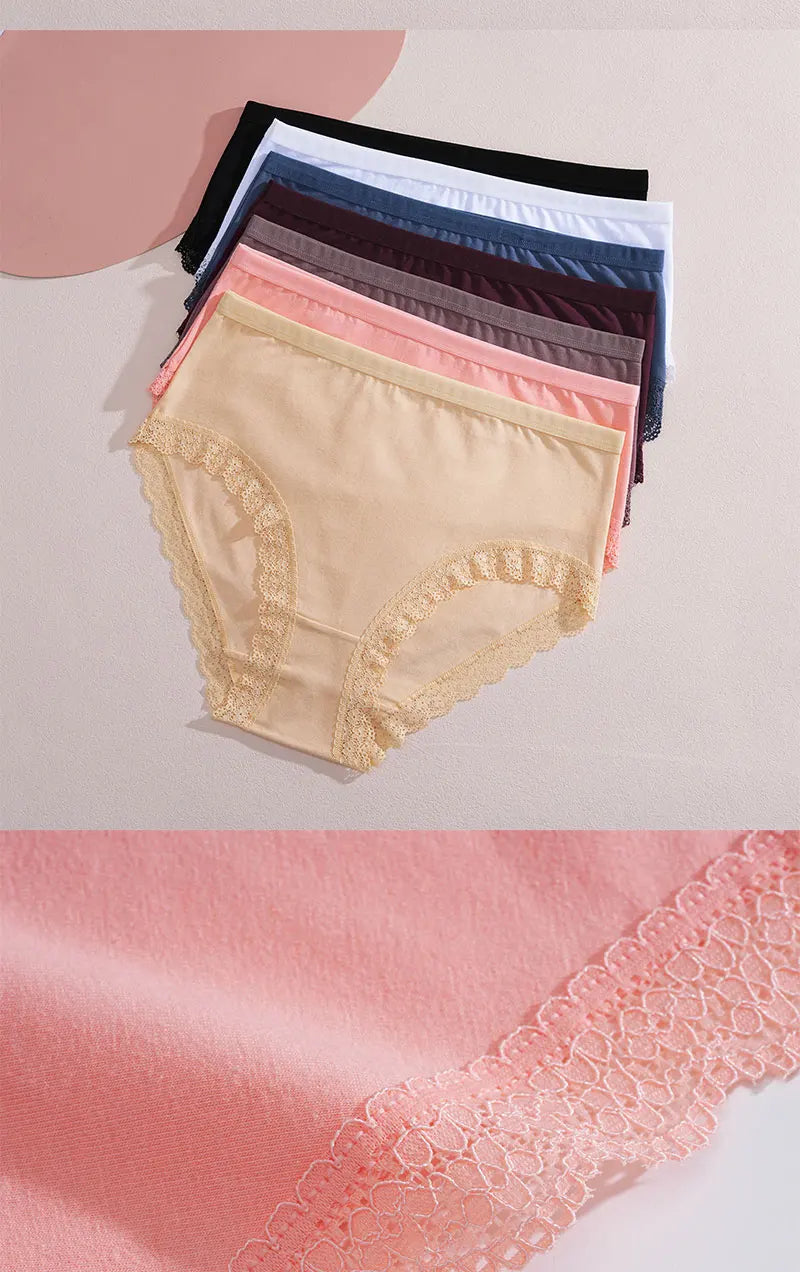 Bravellea Cotton High Waist Panties 6-Pack - Women's Intimate Lingerie Briefs.