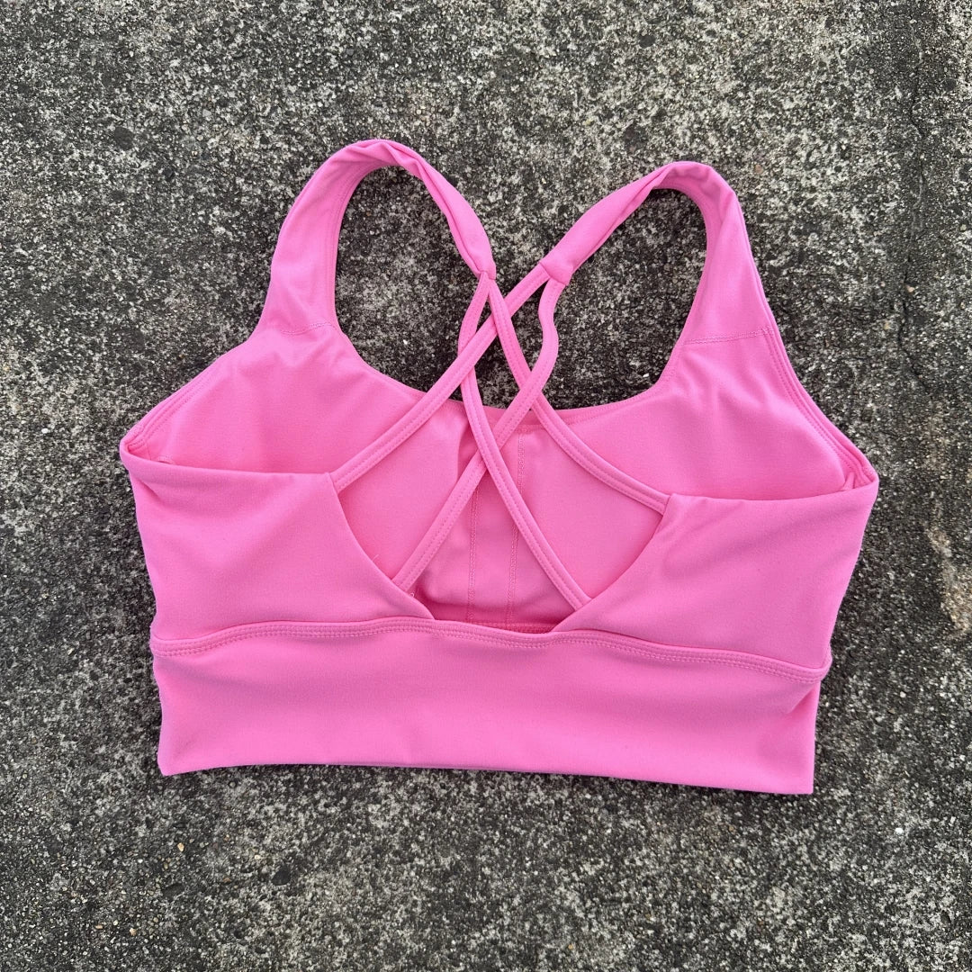 Bravellea Gym Yoga Sports Bra - Cross Back High Strength Padded Workout Top.
