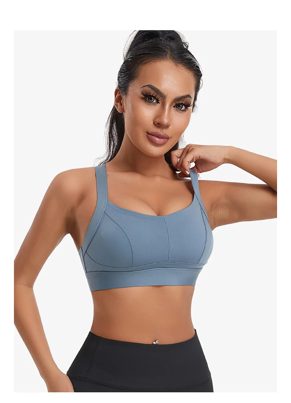 Bravellea High Impact Sports Bra - Criss Cross Back Shockproof Workout Top