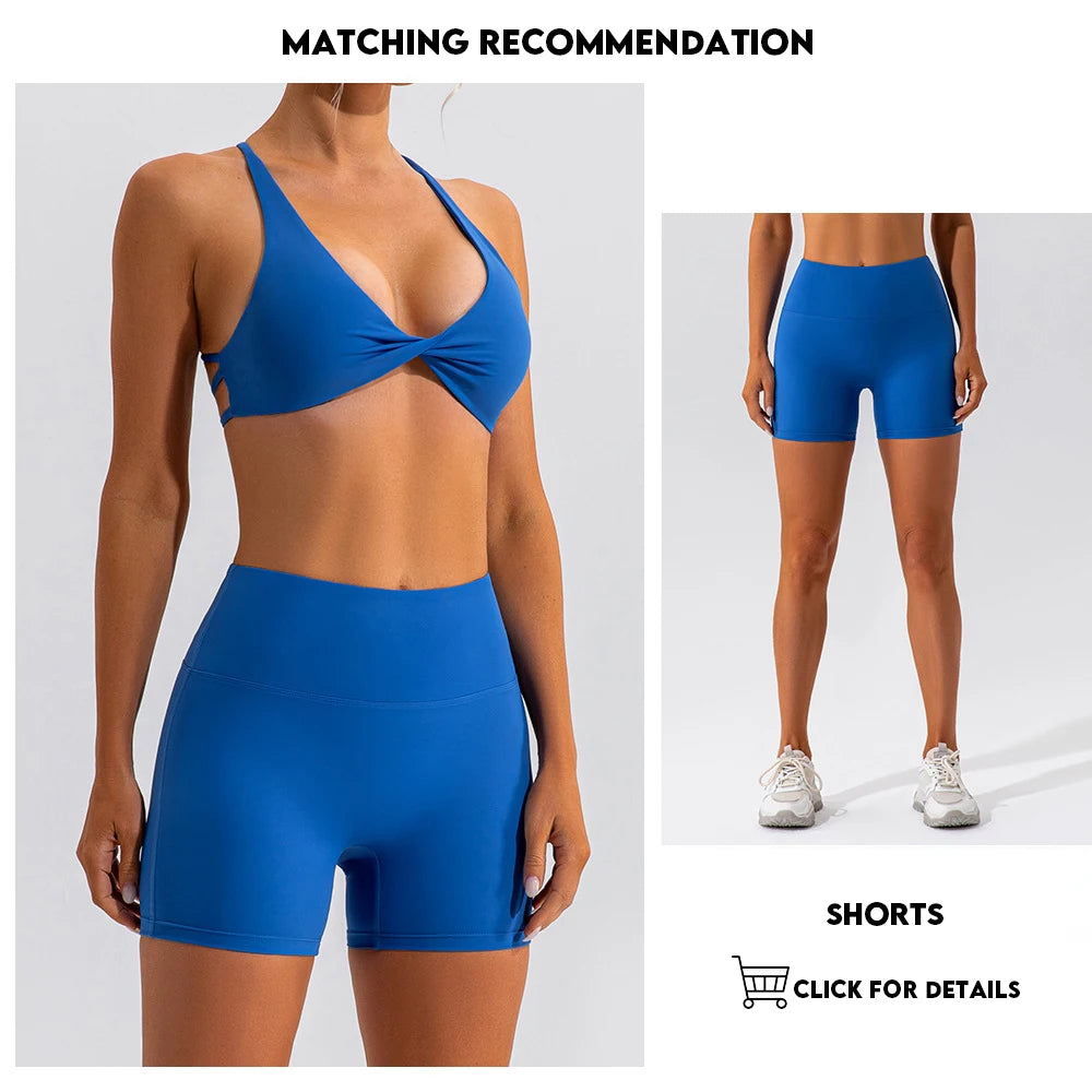 Bravellea Crease Sports Bra - Sexy Back Cross Breathable Running Top