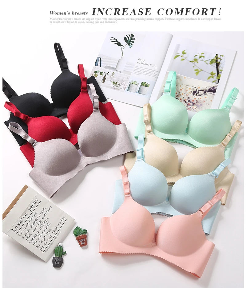 Bravellea Seamless Bra Set - Wire-Free Push-Up 3/4 Cup Adjustable Lingerie