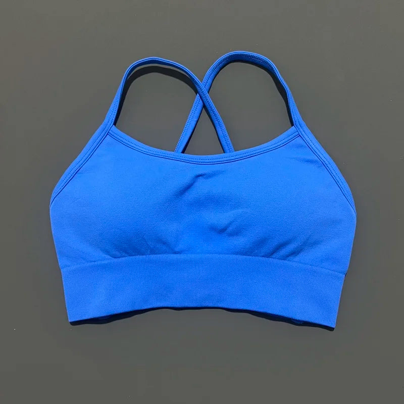 Bravellea Seamless Sports Bra - Push-Up Yoga Top with Removable Pads