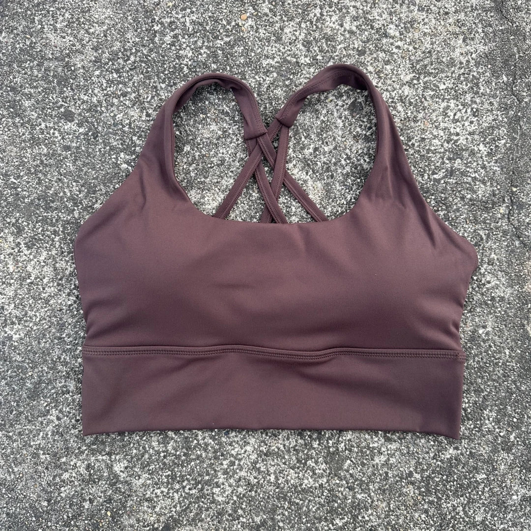 Bravellea Gym Yoga Sports Bra - Cross Back High Strength Padded Workout Top.