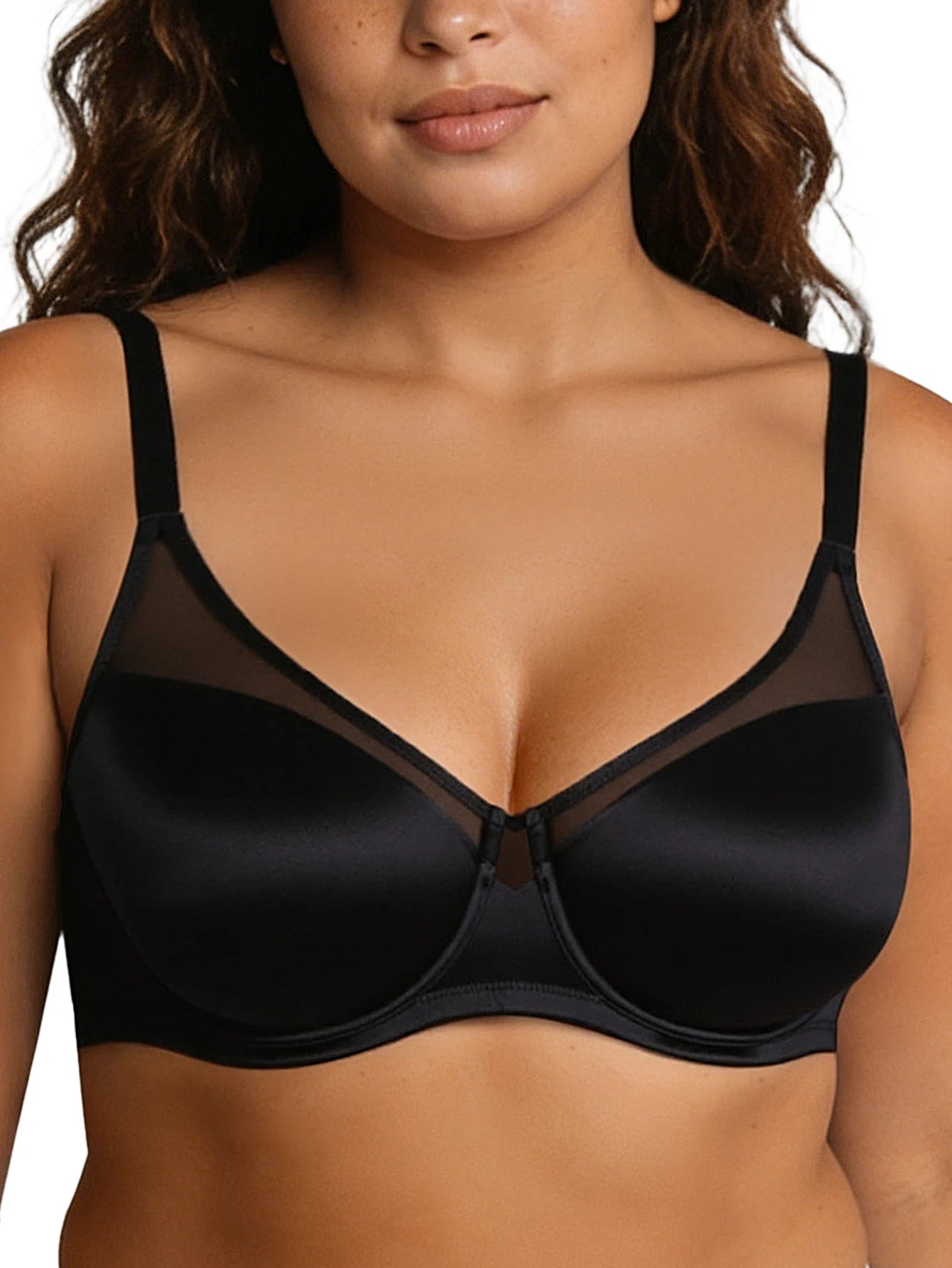 Bravellea Seamless Underwire Full Coverage Bra - Unlined Lace Comfort Push-Up