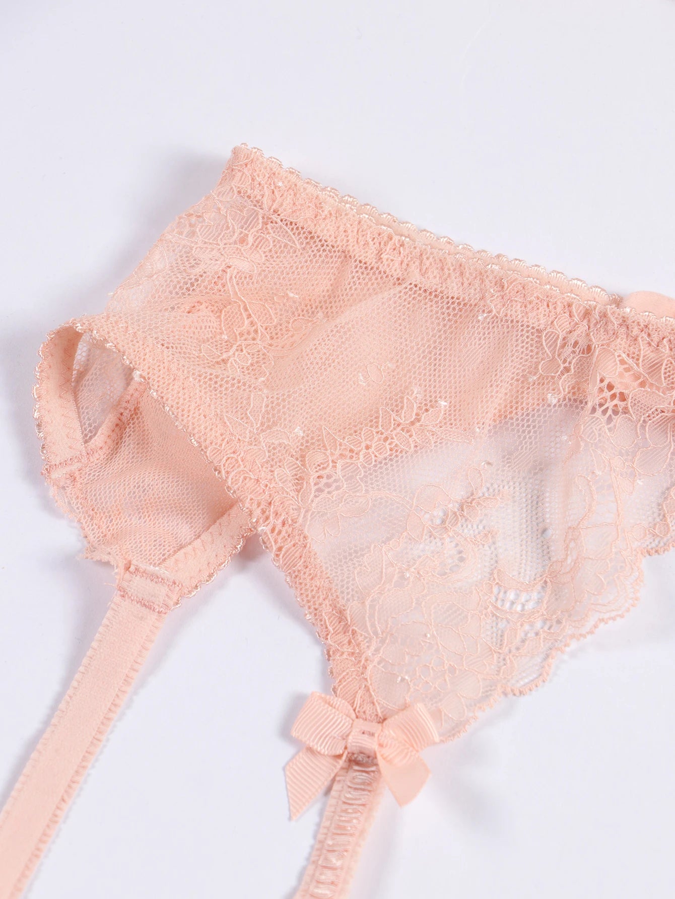 Bravellea Lace Lingerie 4-Piece Set - Unlined Bra, Panty, Garter & Stockings.