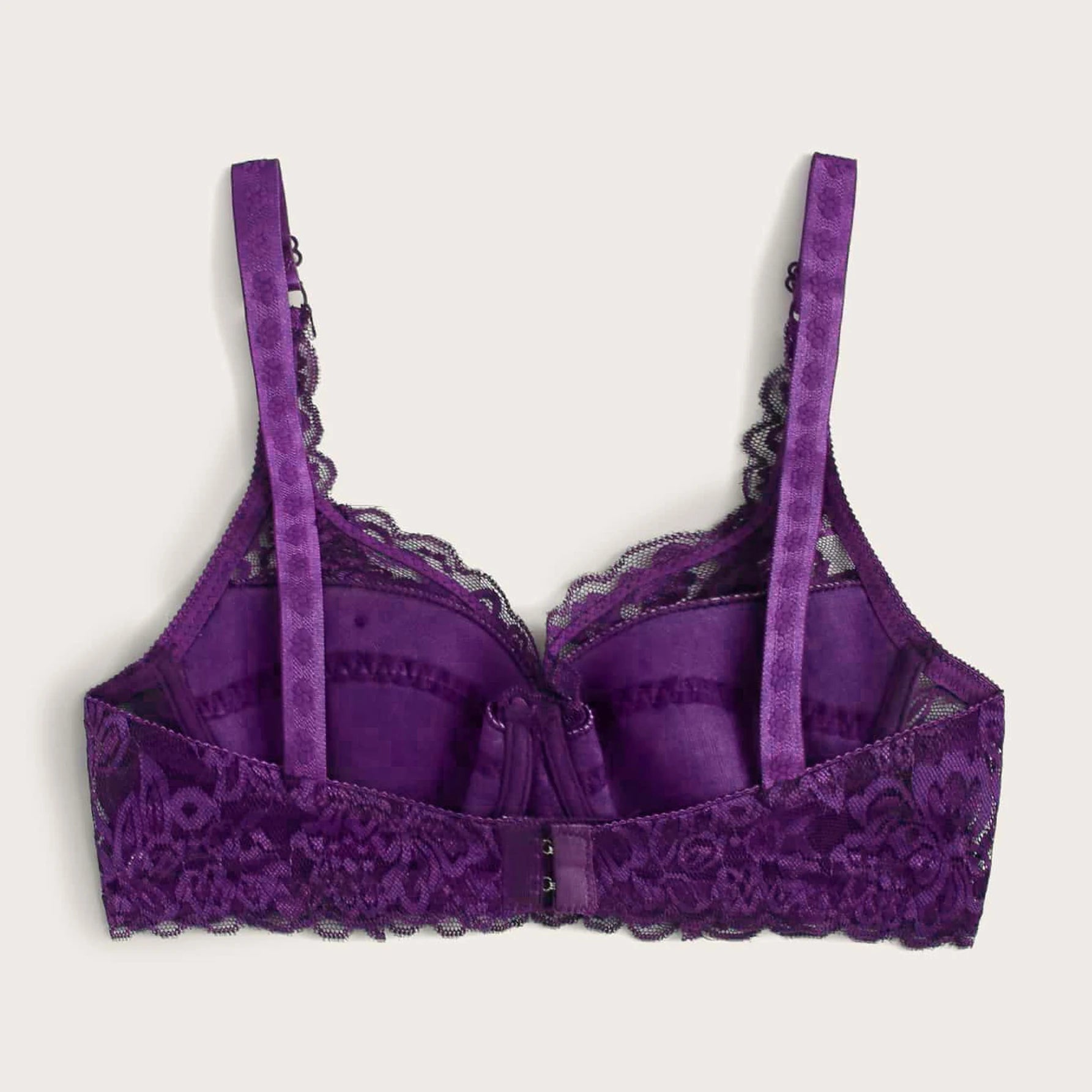 Bravellea Solid Color Bow Decor Bra - Push-Up Underwire Lace Adjustable