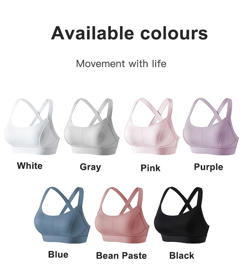Bravellea High Impact Sports Bra - Criss Cross Back Shockproof Workout Top