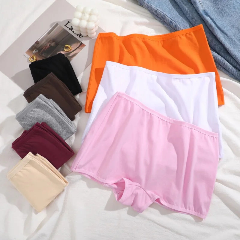 Bravellea Cotton Boxer Briefs 4-Pack - Seamless High Waist Women's Underwear