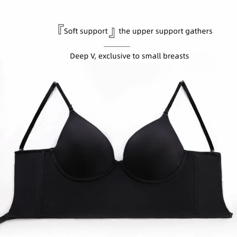 Bravellea Invisible Backless Lift-Up Bra - Deep U Plunge Seamless for Summer