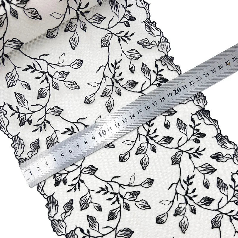 Bravellea Embroidered Tulle Trim 1 Yard - Soft Mesh Lace for Lingerie Crafts