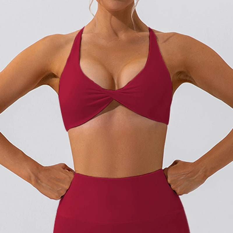 Bravellea Crease Sports Bra - Sexy Back Cross Breathable Running Top