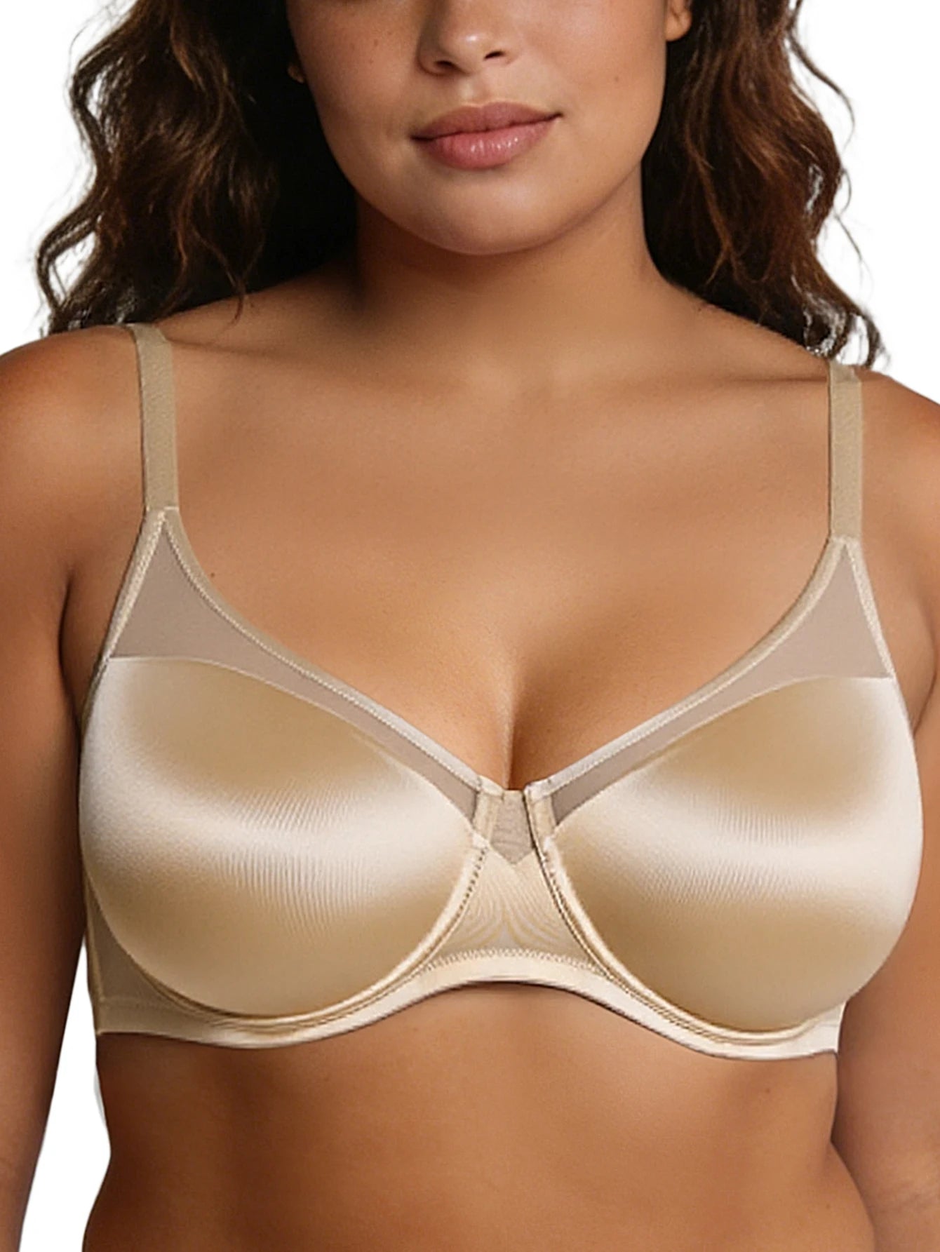 Bravellea Seamless Underwire Full Coverage Bra - Unlined Lace Comfort Push-Up