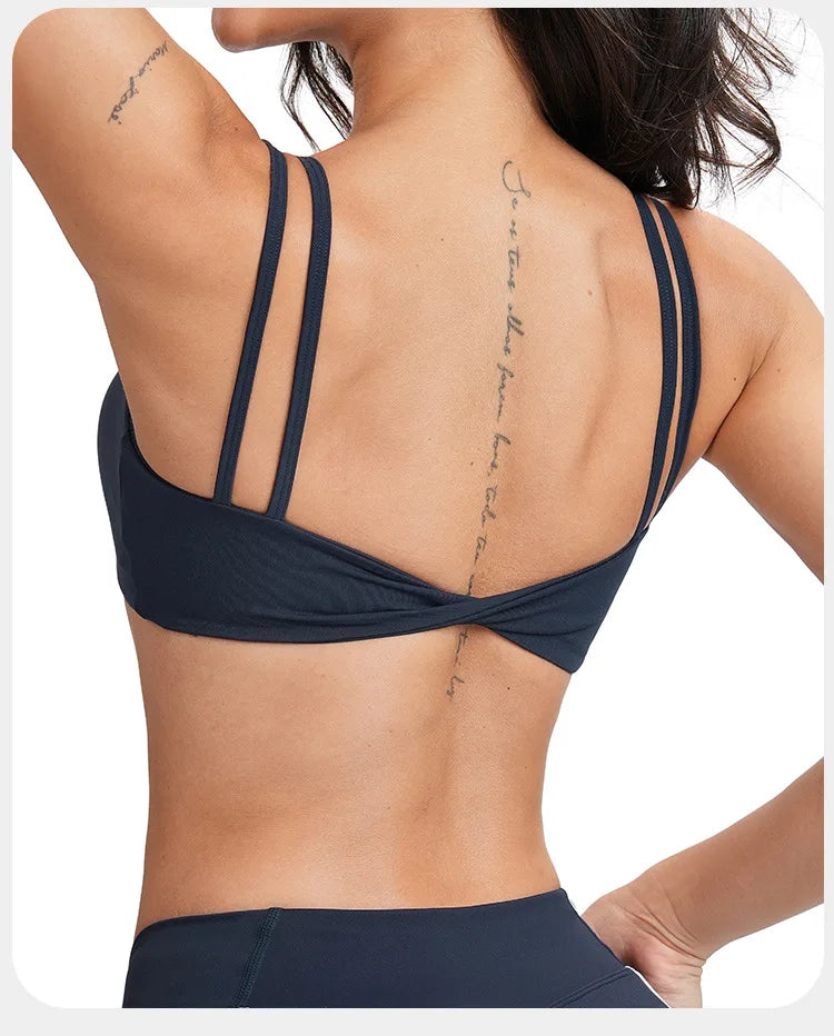 Bravellea Sexy Double Shoulder Strap Yoga Vest - Chest Cushion Sports Bra