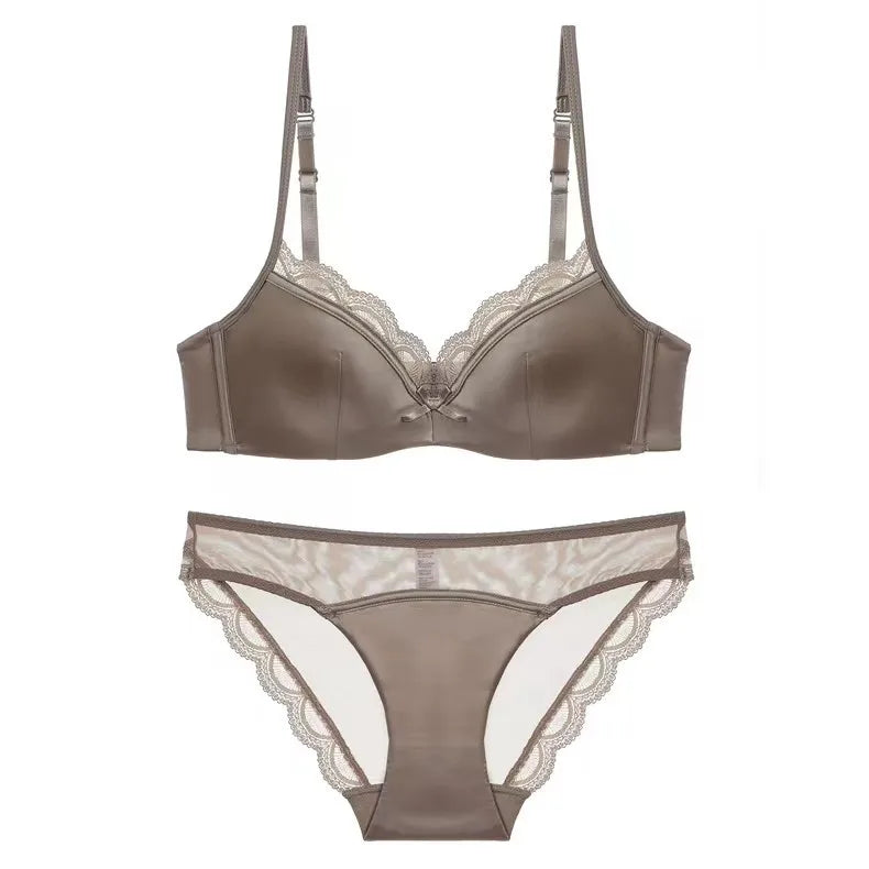 Bravellea French Luxury Silk Bra Set - Adjustable Slimming Bralette & Panty.