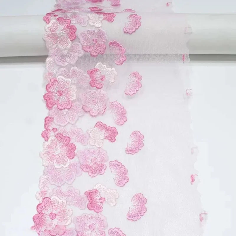 Bravellea Embroidered Tulle Trim 1 Yard - Soft Mesh Lace for Lingerie Crafts