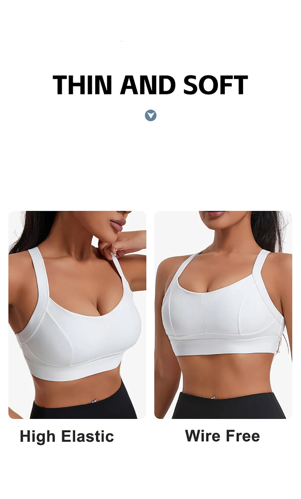 Bravellea High Impact Sports Bra - Criss Cross Back Shockproof Workout Top