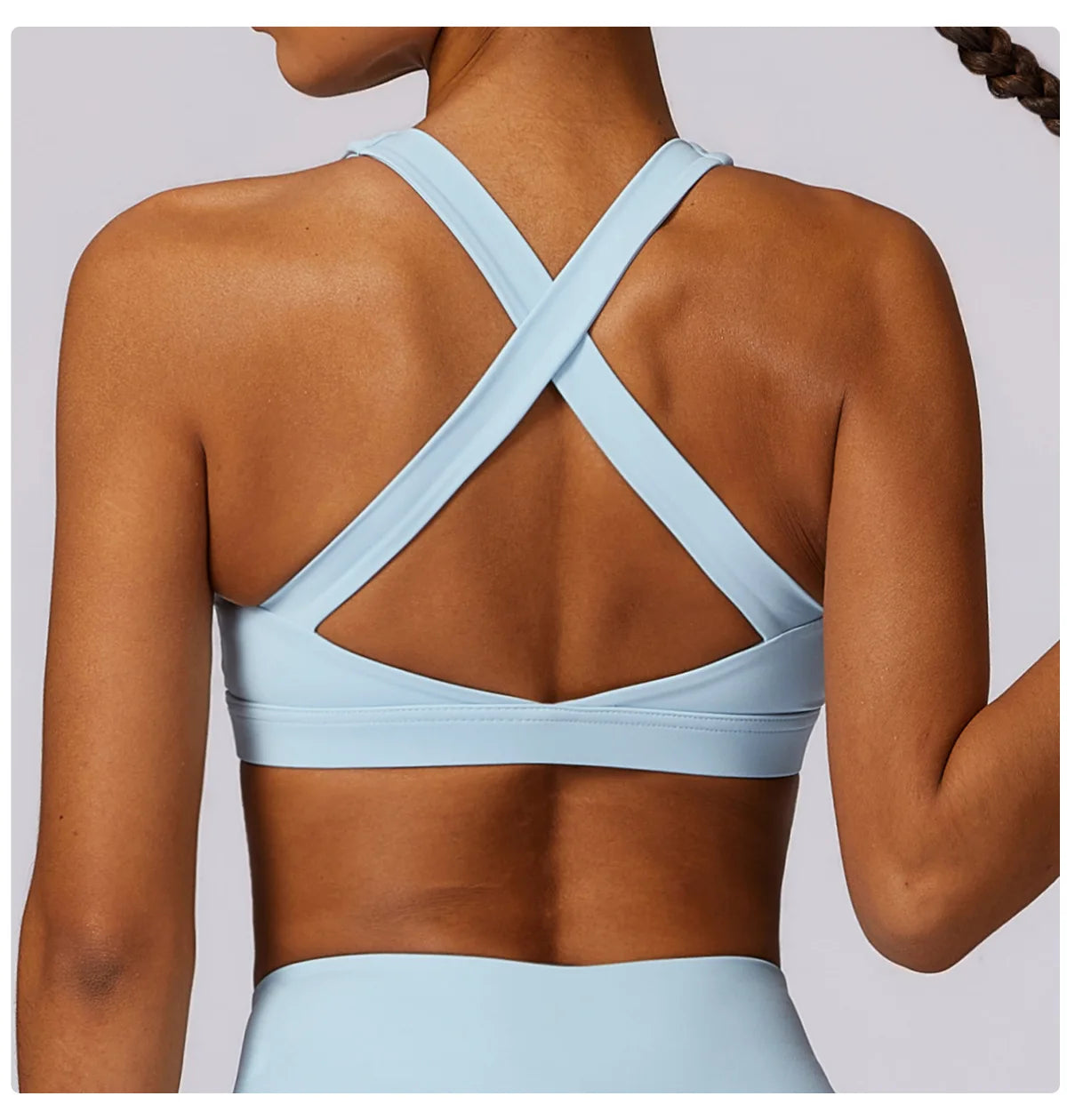 Bravellea Crossed Shoulder Strap Sports Bra - Summer Yoga Running Top