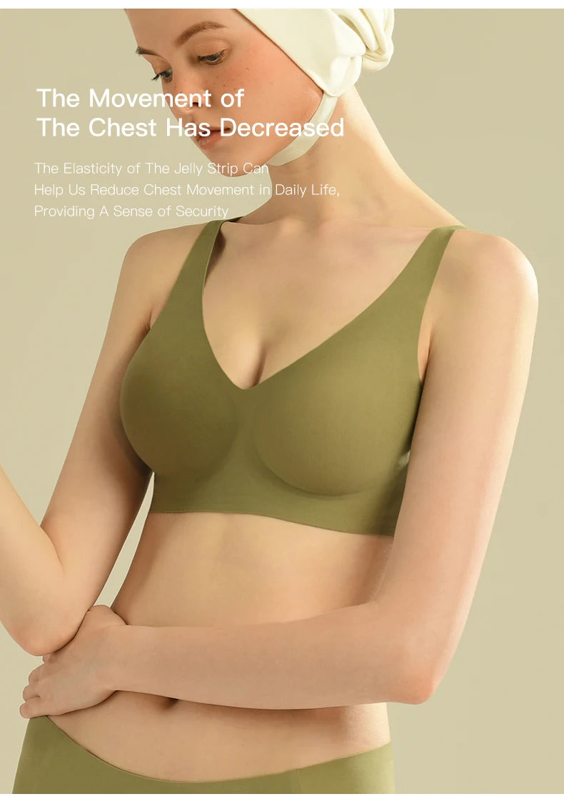 Bravellea Plus Size Seamless Wireless Bra - Plunge Padded Push-Up Bralette