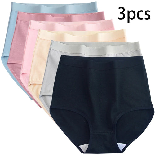 Bravellea Plus Size Cotton Panties 3-Pack - High Waist Breathable Briefs.