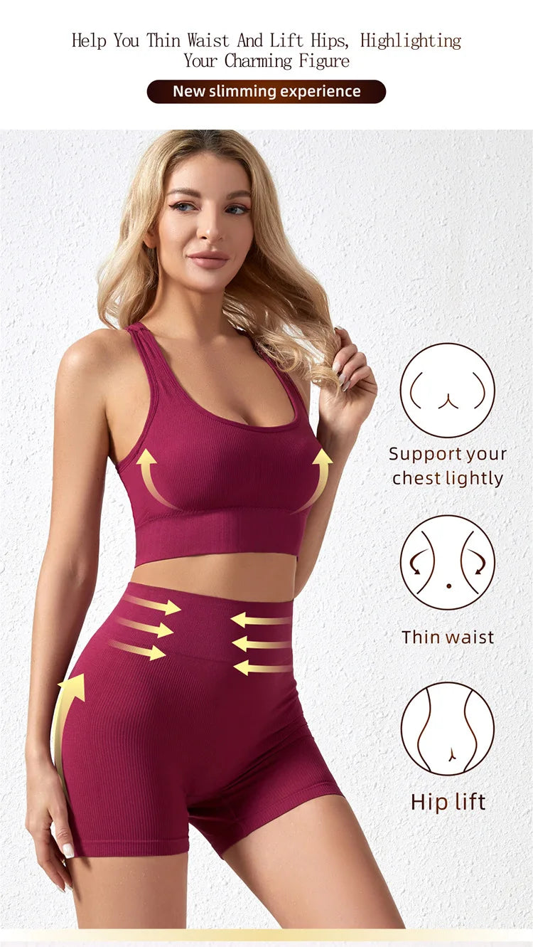 Bravellea Wireless Sports Bra & Panty Set - Seamless Crop Top Fitness Lingerie.