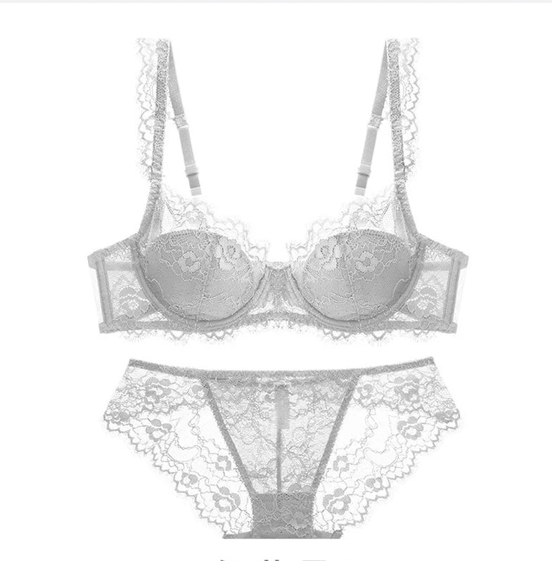 Bravellea Sexy Lace Lingerie Set - Elegant Thin See-Through Bra & Panty