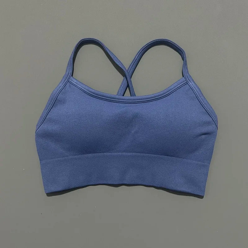 Bravellea Seamless Sports Bra - Push-Up Yoga Top with Removable Pads