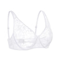 Bravellea Plus Size Lace Mesh Bra - See-Through Embroidery Underwire A-DD