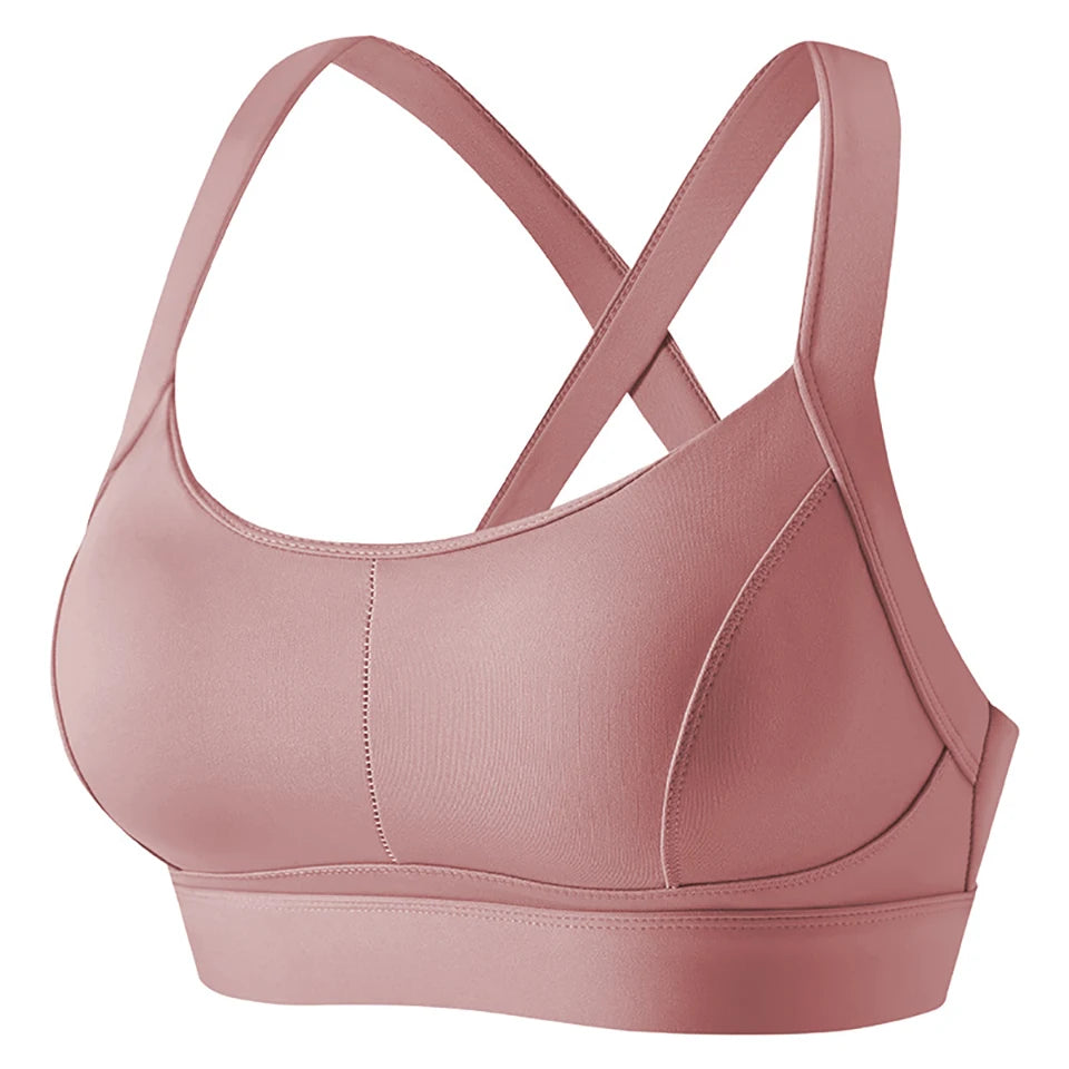 Bravellea High Impact Sports Bra - Criss Cross Back Shockproof Workout Top