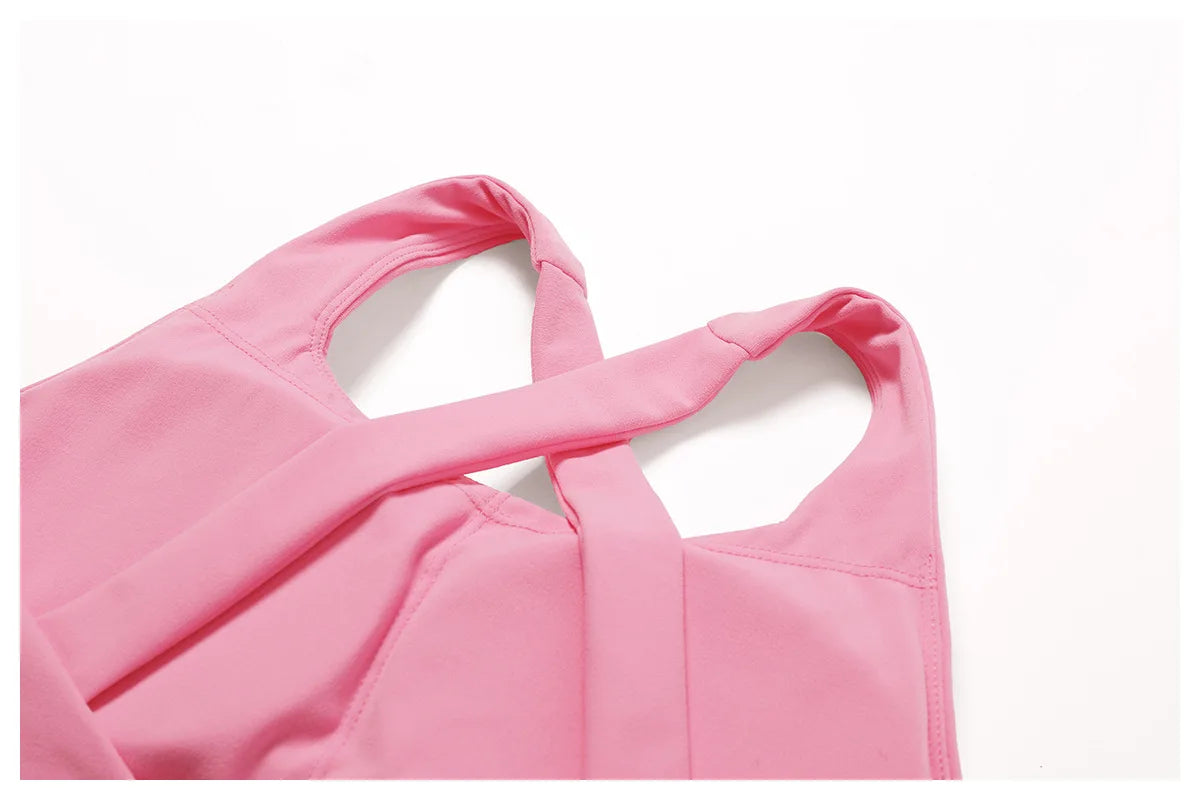 Bravellea Crossed Shoulder Strap Sports Bra - Summer Yoga Running Top