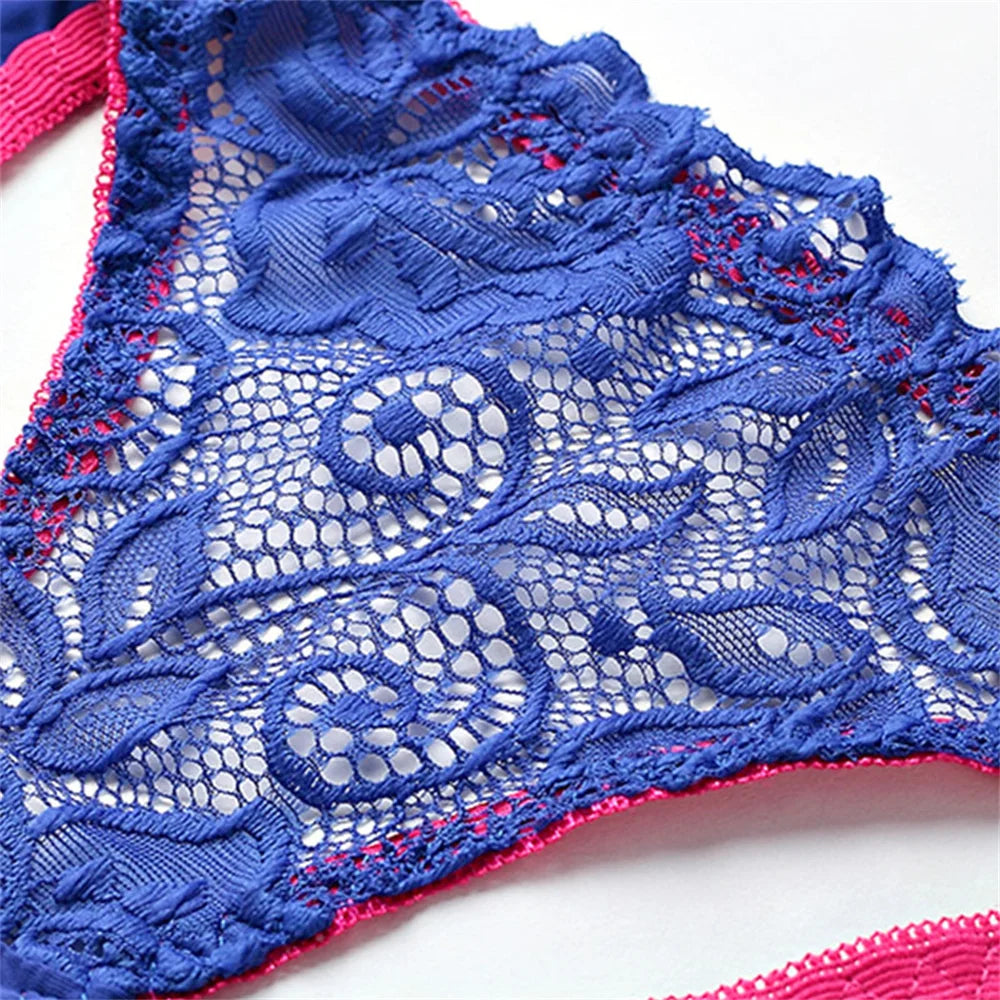 Bravellea Sexy Lace Underwire Bra - Plunge Push-Up Padded A-C Cup