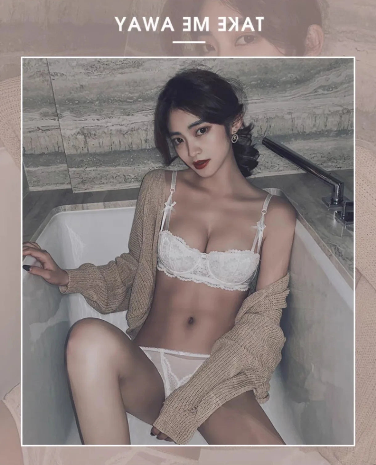 Bravellea Sexy Lace Half Cup Bra - French Style Deep V Push-Up Bralette