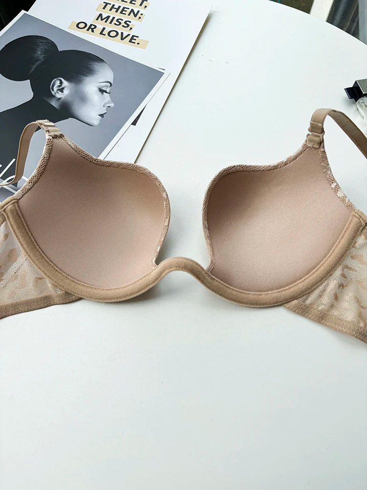 Bravellea Large Size Underwire Bra 95CD - Thin Cup Push-Up Deep U Invisible