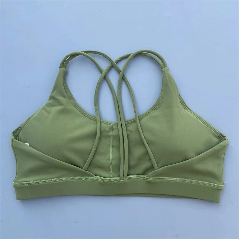 Bravellea Solid Color High Strength Sports Bra - Soft Tight Fitness Top with Chest Pad
