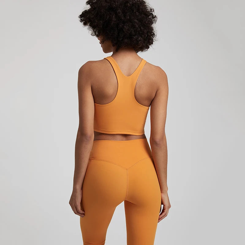 Bravellea High Neck Push-Up Sports Bra - Racerback Shockproof Workout Top