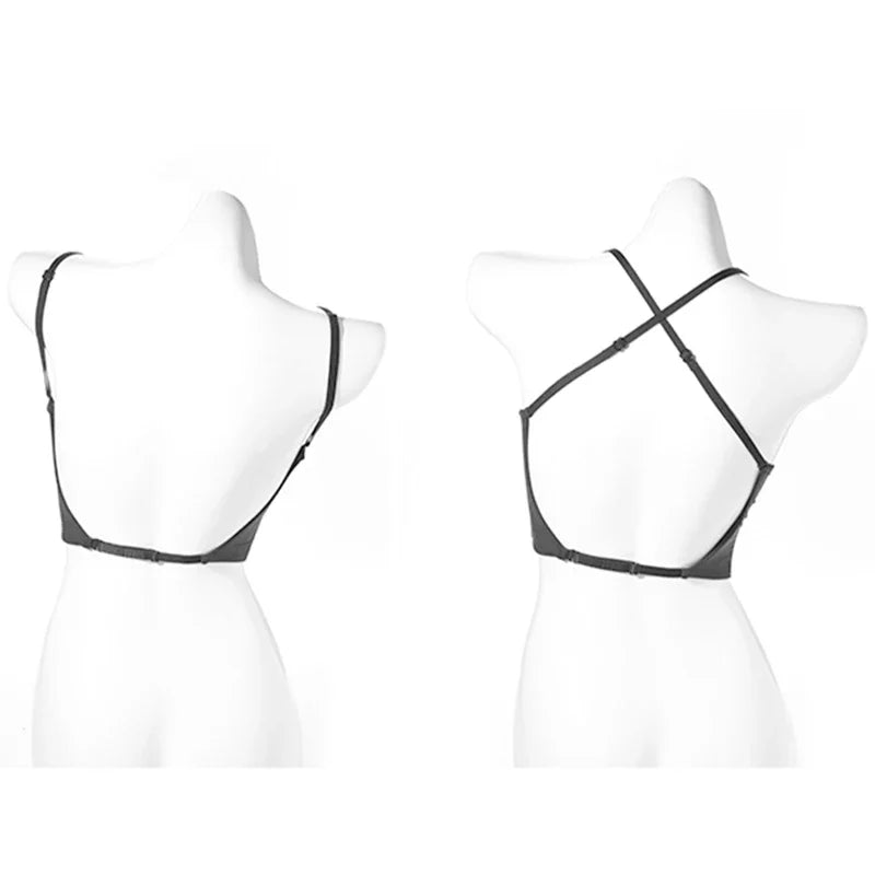 Bravellea Invisible Backless Lift-Up Bra - Deep U Plunge Seamless for Summer