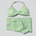 Bravellea 2-Piece Seamless Yoga Set - Halter Bra & Scrunch Butt Shorts
