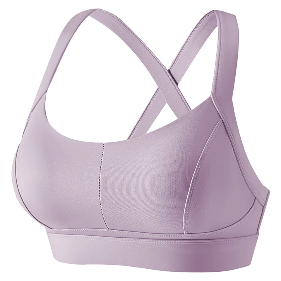 Bravellea High Impact Sports Bra - Criss Cross Back Shockproof Workout Top