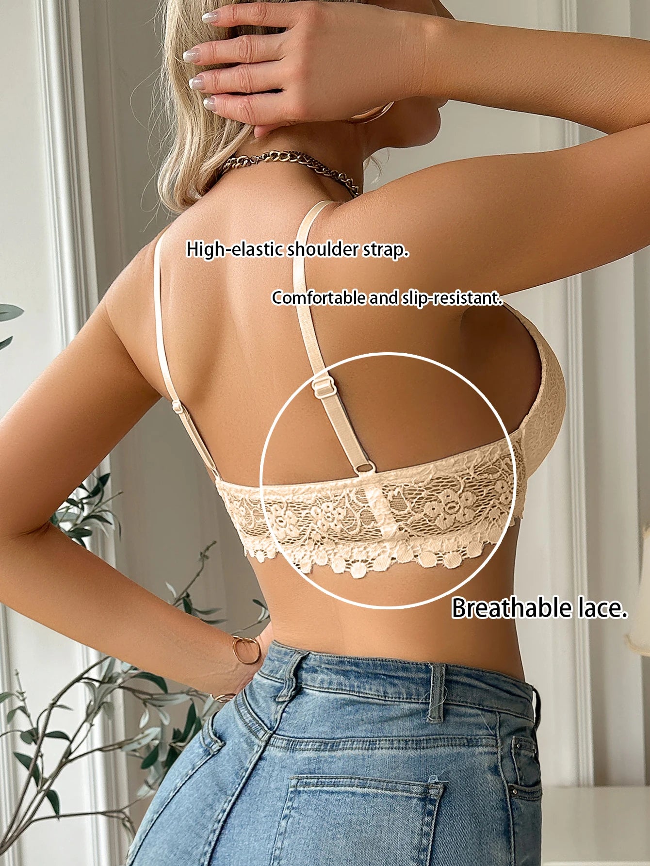 Bravellea Fashion Lace Splicing Bra - Modern Underwired Push-Up Elegant Lingerie