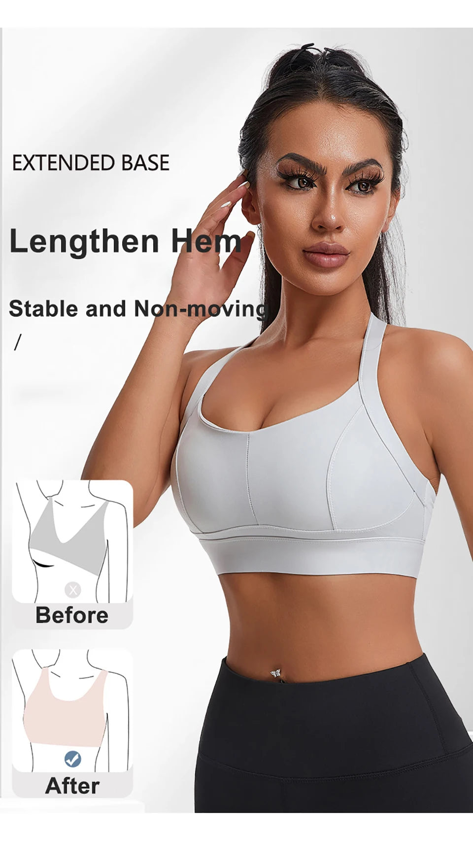Bravellea High Impact Sports Bra - Criss Cross Back Shockproof Workout Top