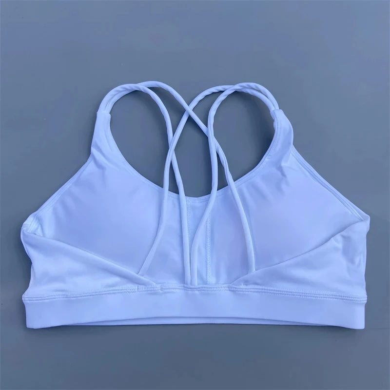 Bravellea Solid Color High Strength Sports Bra - Soft Tight Fitness Top with Chest Pad